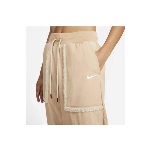 Nike Activewear Sherpa Lined Pocket Pants Womens Small Tan Drawstring Waist Casu - Picture 3 of 9